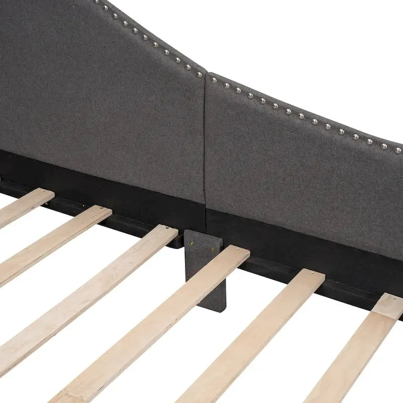 Upholstered Daybed with Headboard and Guardrail