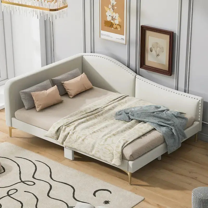 Upholstered Daybed with Headboard and Guardrail