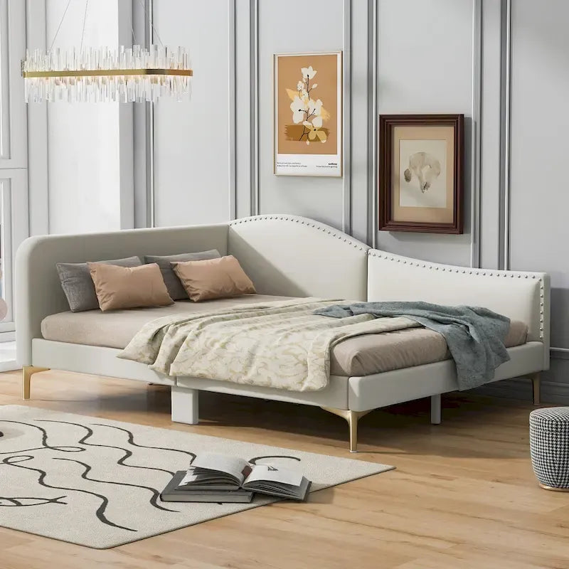 Upholstered Daybed with Headboard and Guardrail