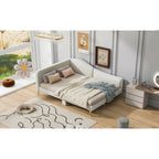 Upholstered Daybed with Headboard and Guardrail