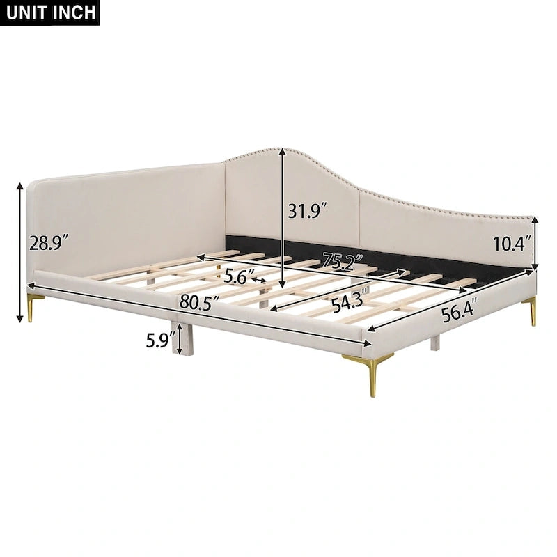 Upholstered Daybed with Headboard and Guardrail