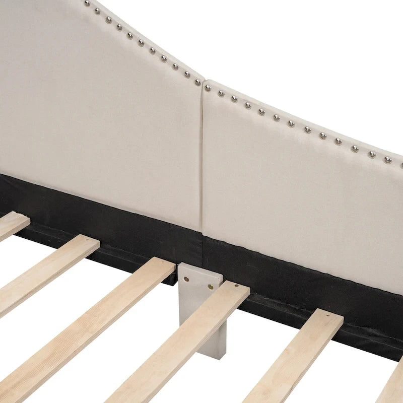 Upholstered Daybed with Headboard and Guardrail