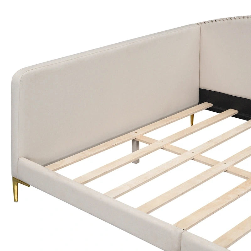 Upholstered Daybed with Headboard and Guardrail