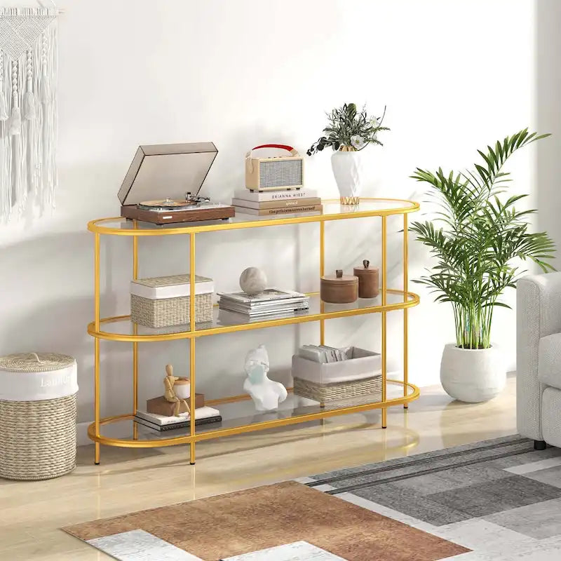 3-Tier TV Stand for TVs up to 65" with Tempered Glass Shelves