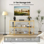 3-Tier TV Stand for TVs up to 65" with Tempered Glass Shelves