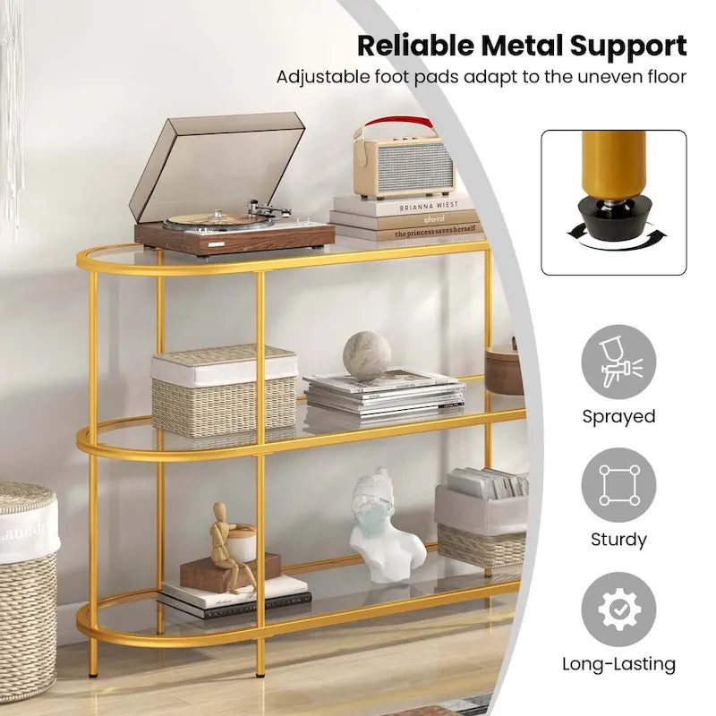 3-Tier TV Stand for TVs up to 65" with Tempered Glass Shelves