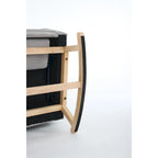 Upholstered Rocking Chair with Solid Wood Base and Side Pocket