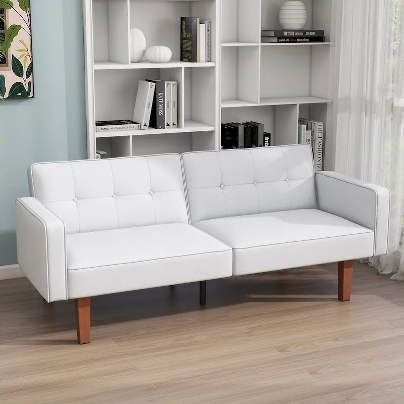 68 in. Twin Size Convertible Sofa Bed with Tufted Adjustable Split Back, 5 Colors - 22.44D x 68.11W x 28.74H