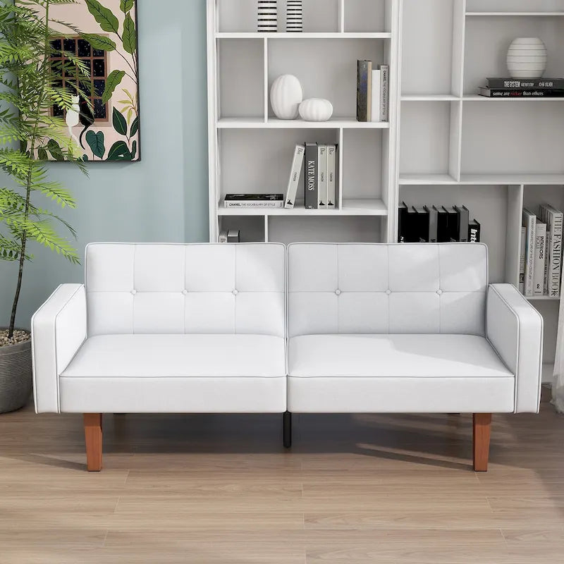 68 in. Twin Size Convertible Sofa Bed with Tufted Adjustable Split Back, 5 Colors - 22.44D x 68.11W x 28.74H