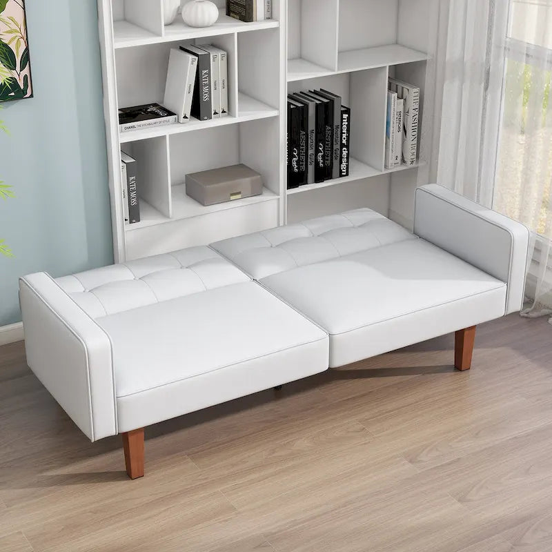 68 in. Twin Size Convertible Sofa Bed with Tufted Adjustable Split Back, 5 Colors - 22.44D x 68.11W x 28.74H