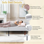 68 in. Twin Size Convertible Sofa Bed with Tufted Adjustable Split Back, 5 Colors - 22.44D x 68.11W x 28.74H
