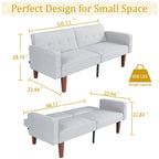 68 in. Twin Size Convertible Sofa Bed with Tufted Adjustable Split Back, 5 Colors - 22.44D x 68.11W x 28.74H