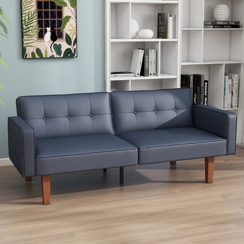 68 in. Twin Size Convertible Sofa Bed with Tufted Adjustable Split Back, 5 Colors - 22.44D x 68.11W x 28.74H