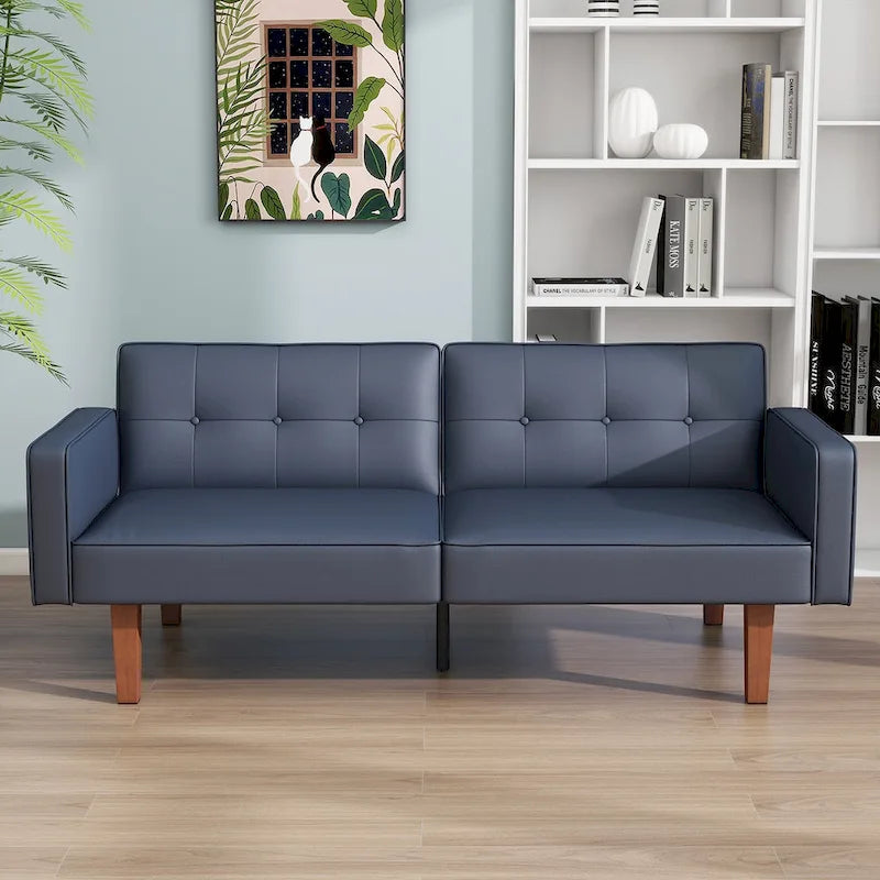 68 in. Twin Size Convertible Sofa Bed with Tufted Adjustable Split Back, 5 Colors - 22.44D x 68.11W x 28.74H