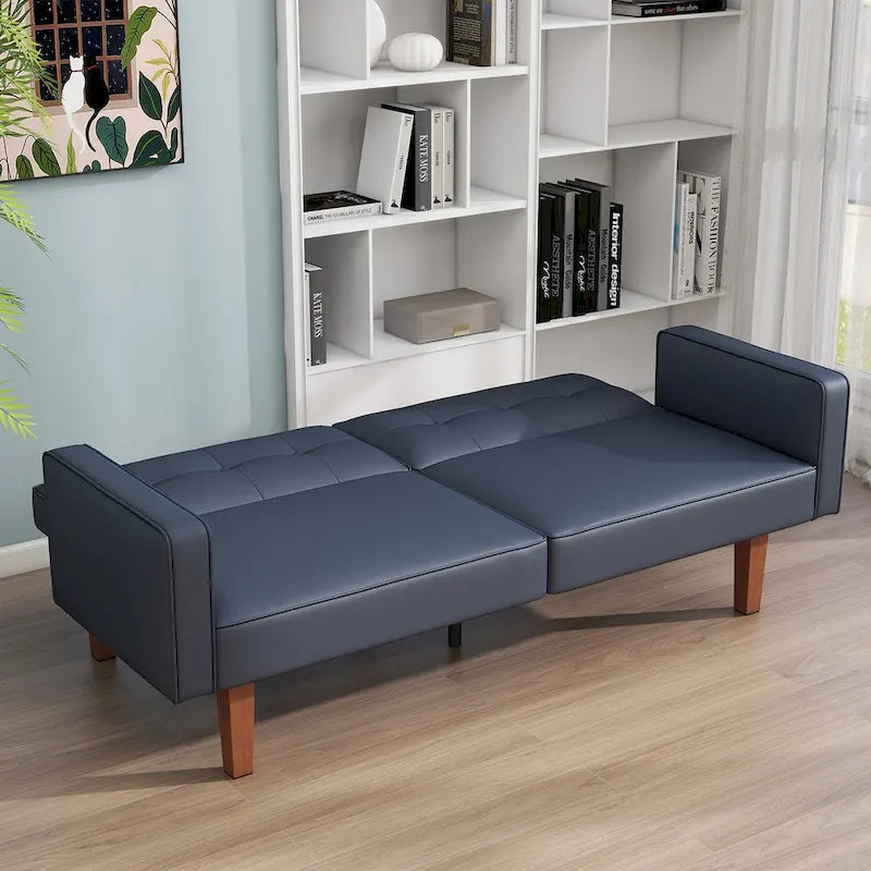 68 in. Twin Size Convertible Sofa Bed with Tufted Adjustable Split Back, 5 Colors - 22.44D x 68.11W x 28.74H