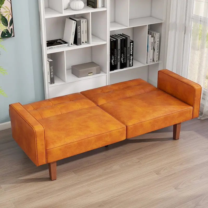 68 in. Twin Size Convertible Sofa Bed with Tufted Adjustable Split Back, 5 Colors - 22.44D x 68.11W x 28.74H
