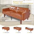 68 in. Twin Size Convertible Sofa Bed with Tufted Adjustable Split Back, 5 Colors - 22.44D x 68.11W x 28.74H