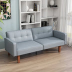 68 in. Twin Size Convertible Sofa Bed with Tufted Adjustable Split Back, 5 Colors - 22.44D x 68.11W x 28.74H