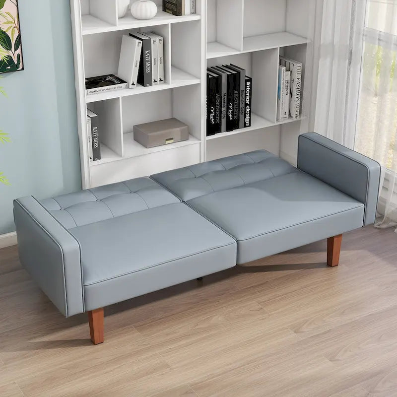 68 in. Twin Size Convertible Sofa Bed with Tufted Adjustable Split Back, 5 Colors - 22.44D x 68.11W x 28.74H