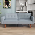 68 in. Twin Size Convertible Sofa Bed with Tufted Adjustable Split Back, 5 Colors - 22.44D x 68.11W x 28.74H