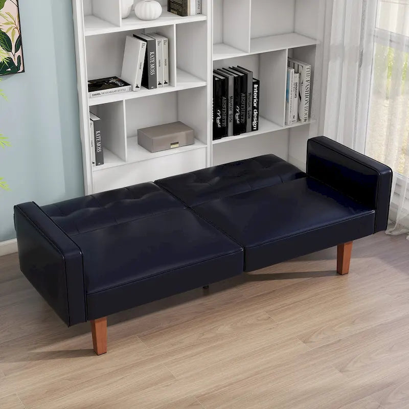 68 in. Twin Size Convertible Sofa Bed with Tufted Adjustable Split Back, 5 Colors - 22.44D x 68.11W x 28.74H