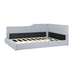 L-Shaped Daybed with Corduroy Upholstery, Solid Frame, 500 lbs Capacity
