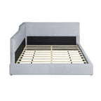 L-Shaped Daybed with Corduroy Upholstery, Solid Frame, 500 lbs Capacity