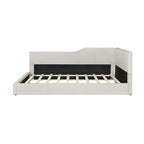 L-Shaped Daybed with Corduroy Upholstery, Solid Frame, 500 lbs Capacity