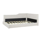 L-Shaped Daybed with Corduroy Upholstery, Solid Frame, 500 lbs Capacity