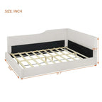 L-Shaped Daybed with Corduroy Upholstery, Solid Frame, 500 lbs Capacity