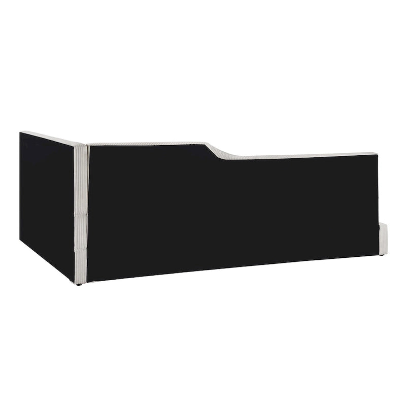 L-Shaped Daybed with Corduroy Upholstery, Solid Frame, 500 lbs Capacity