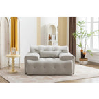 Beige Tufted Accent Chair with High-Density Foam Cushion for Living Room