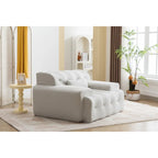 Beige Tufted Accent Chair with High-Density Foam Cushion for Living Room
