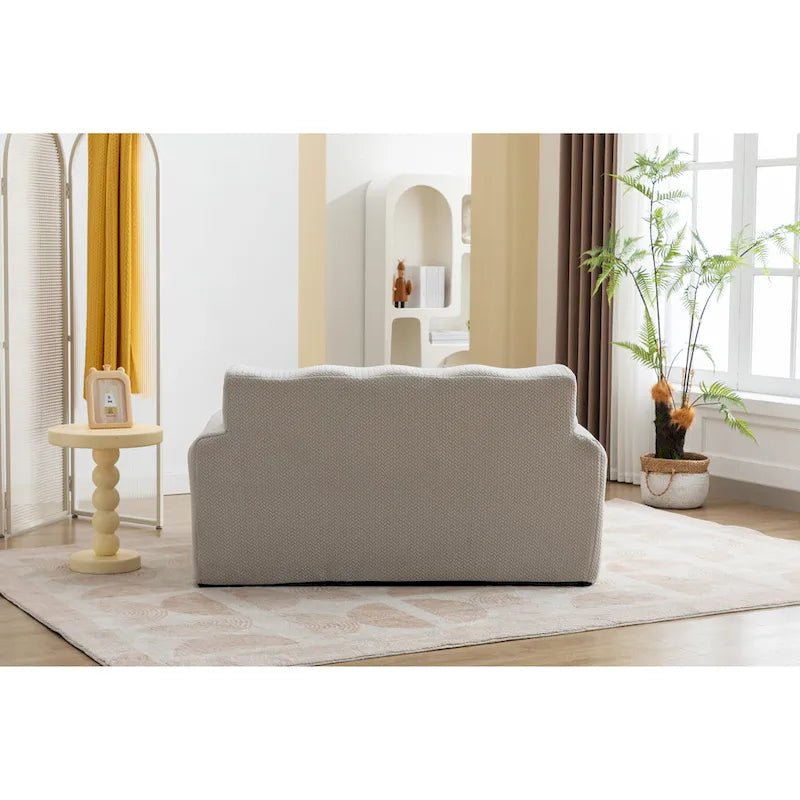 Beige Tufted Accent Chair with High-Density Foam Cushion for Living Room
