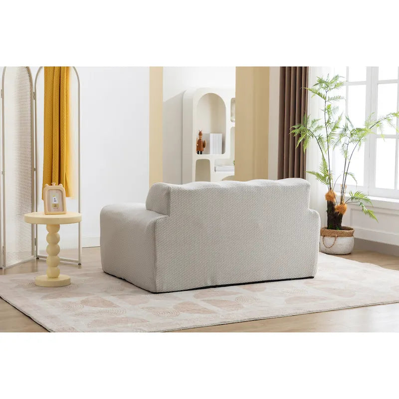 Beige Tufted Accent Chair with High-Density Foam Cushion for Living Room