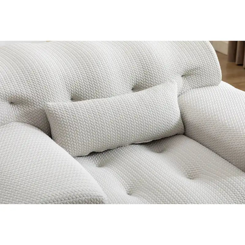 Beige Tufted Accent Chair with High-Density Foam Cushion for Living Room