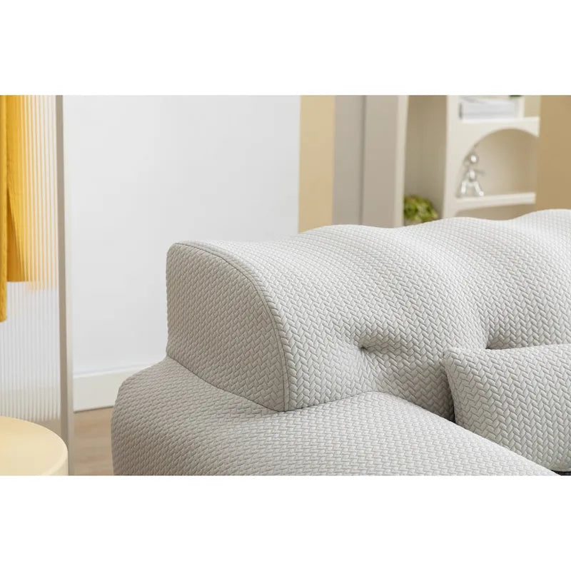 Beige Tufted Accent Chair with High-Density Foam Cushion for Living Room