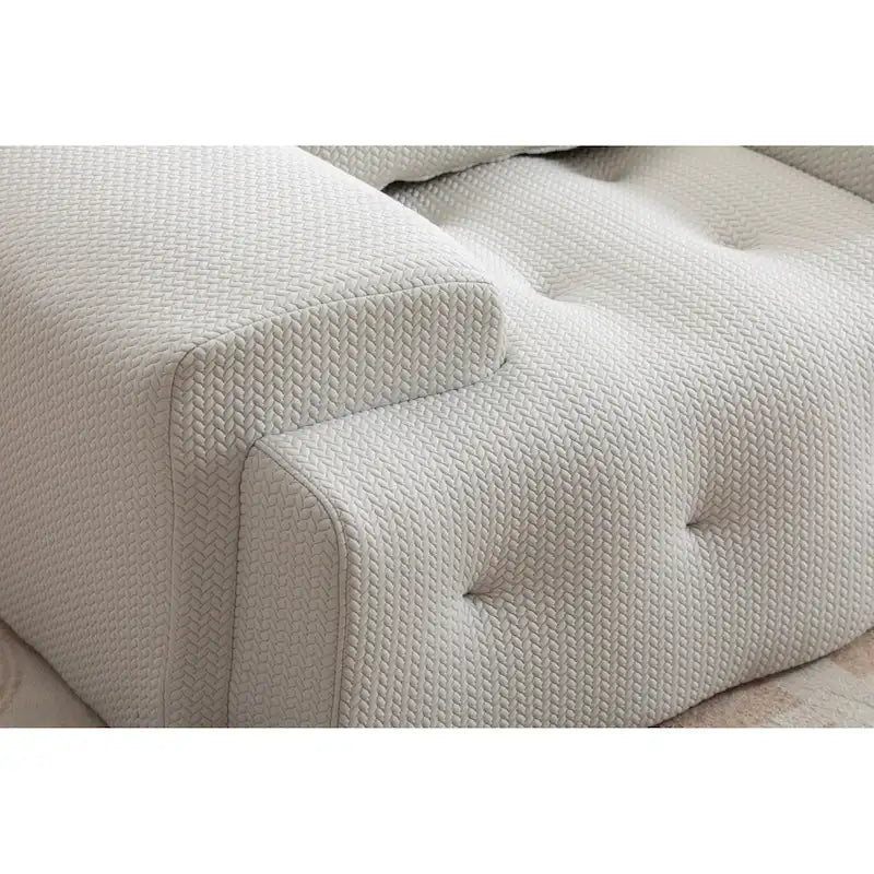 Beige Tufted Accent Chair with High-Density Foam Cushion for Living Room