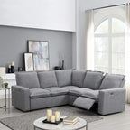 L-Shaped Power Recliner Sofa, 2-Seat Section, Linen Fabric