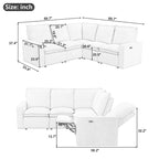 L-Shaped Power Recliner Sofa, 2-Seat Section, Linen Fabric