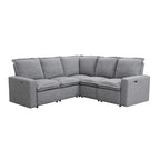 L-Shaped Power Recliner Sofa, 2-Seat Section, Linen Fabric