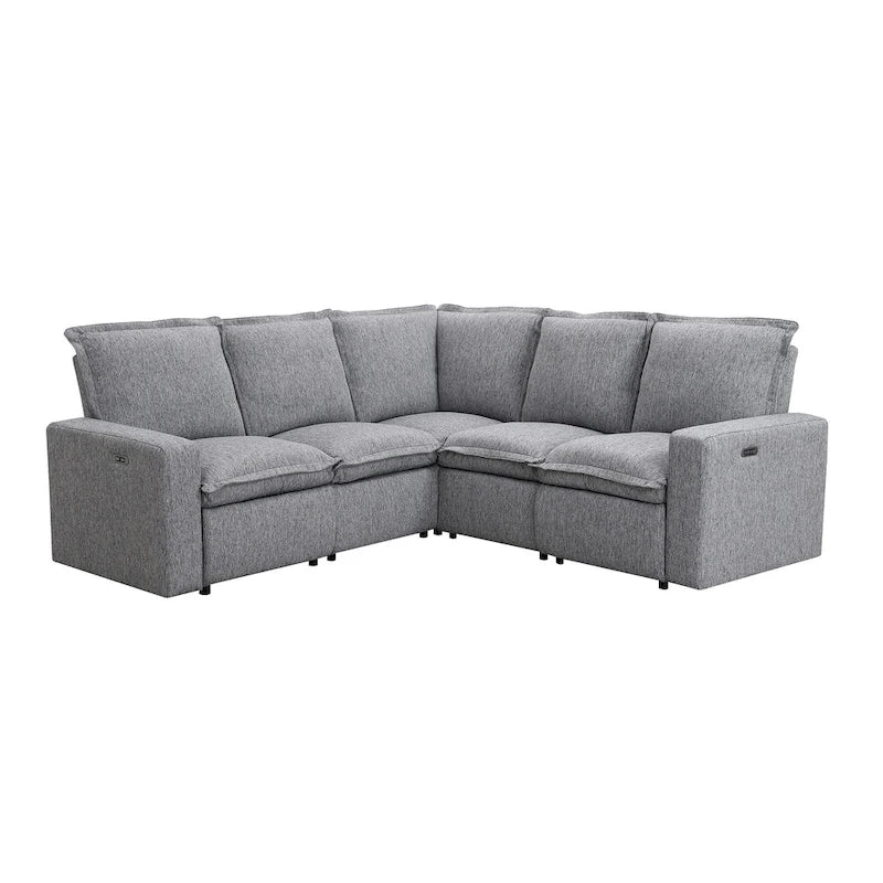 L-Shaped Power Recliner Sofa, 2-Seat Section, Linen Fabric