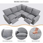 L-Shaped Power Recliner Sofa, 2-Seat Section, Linen Fabric