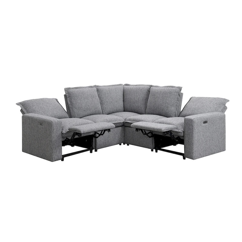 L-Shaped Power Recliner Sofa, 2-Seat Section, Linen Fabric