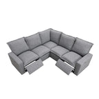 L-Shaped Power Recliner Sofa, 2-Seat Section, Linen Fabric