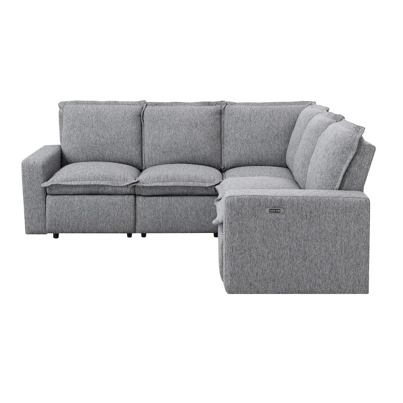 L-Shaped Power Recliner Sofa, 2-Seat Section, Linen Fabric