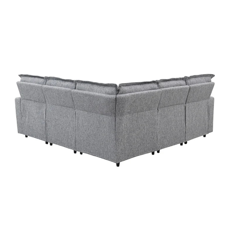 L-Shaped Power Recliner Sofa, 2-Seat Section, Linen Fabric