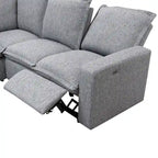 L-Shaped Power Recliner Sofa, 2-Seat Section, Linen Fabric