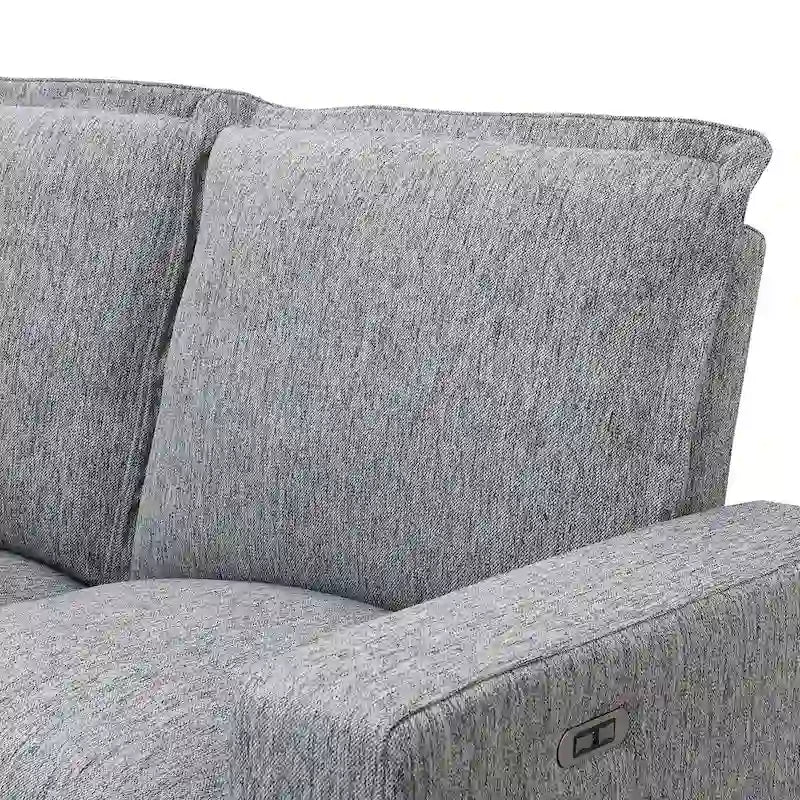 L-Shaped Power Recliner Sofa, 2-Seat Section, Linen Fabric
