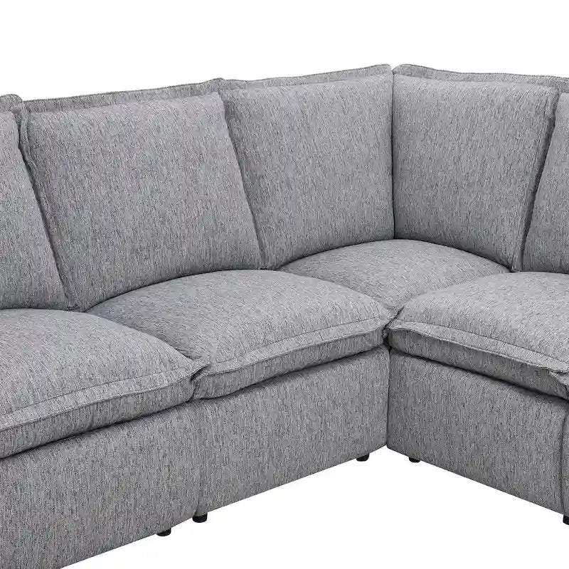 L-Shaped Power Recliner Sofa, 2-Seat Section, Linen Fabric